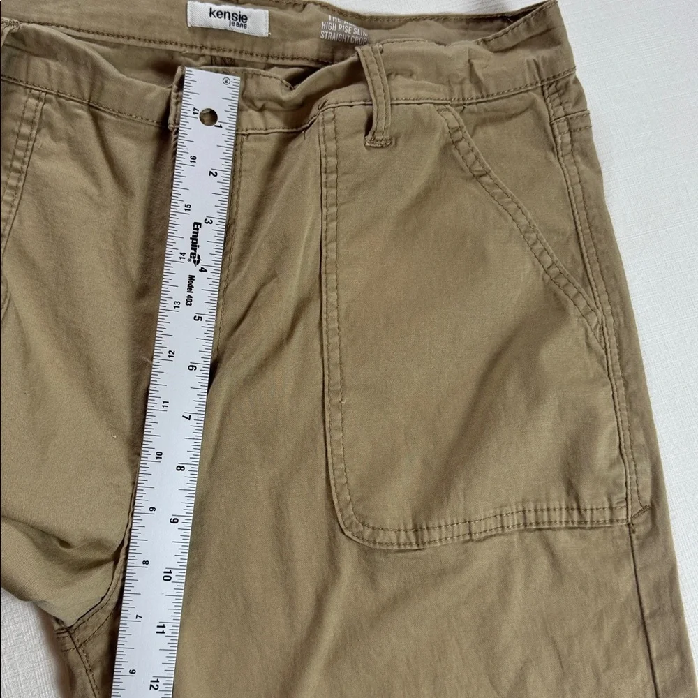 Kensie Jeans The Allie High Rise Slim Straight Crop Tan Khaki Pants Size 12/31
